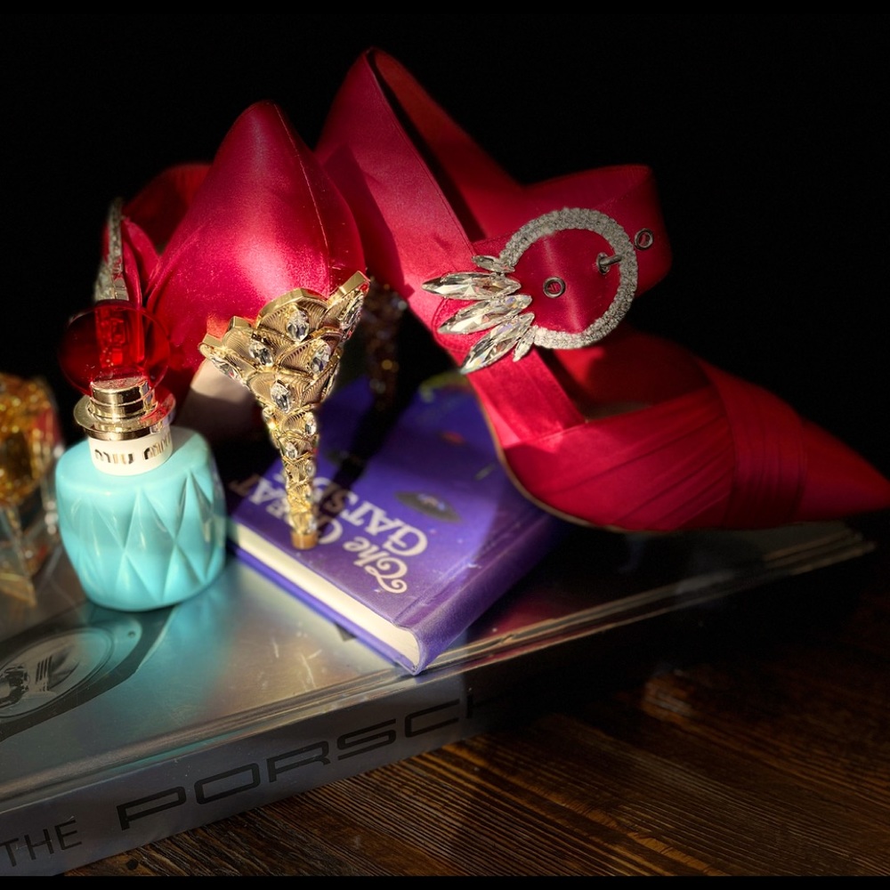 Miu Miu Crystal Satin Mary Janes